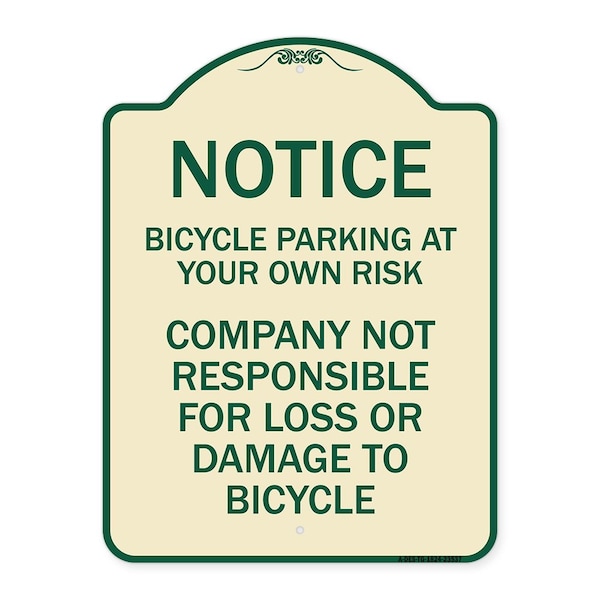Signmission Bicycle Parking at Your Own Risk Company Not Responsible for Loss or Damage to, A-DES-TG-1824-23537 A-DES-TG-1824-23537 - main